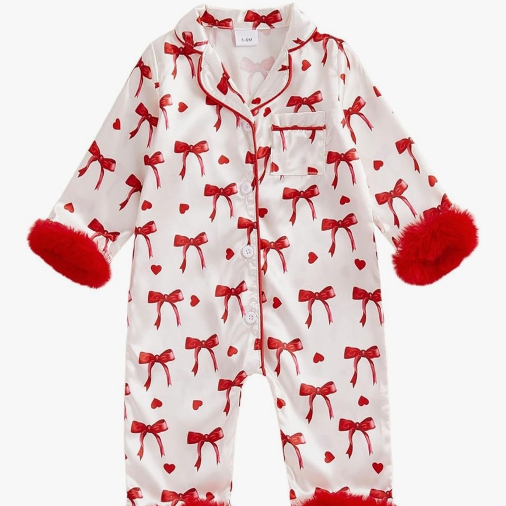 Amazon Kids Pajama Set - Red Bow Print